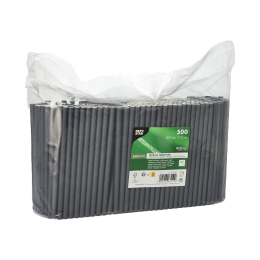 [2379] Trinkhalme Papier 500er Pack "pure" Ø 7 mm · 15 cm schwarz