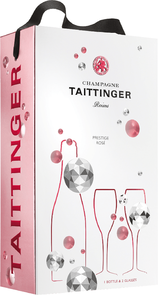 [2642] Taittinger Brut Prestige Rosé in Diamond GP-0,75 l Ink. 2 Gläser 12%