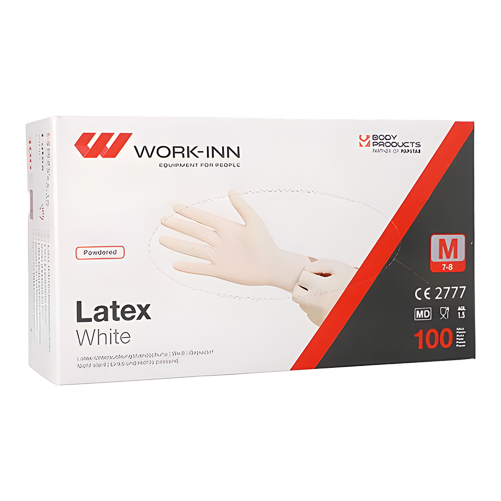 Latex-Handschuhe, gepudert "White" weiss - natur (M)