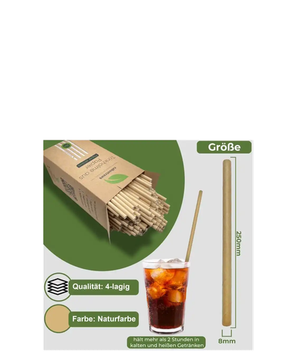 [2381] Trinkhalme Schwarz Papier Ø 8 mm · 25 cm