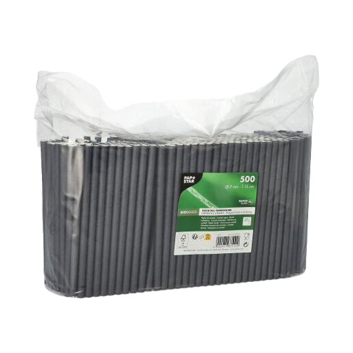 [2379] Trinkhalme Papier 500er Pack "pure" Ø 7 mm · 15 cm schwarz
